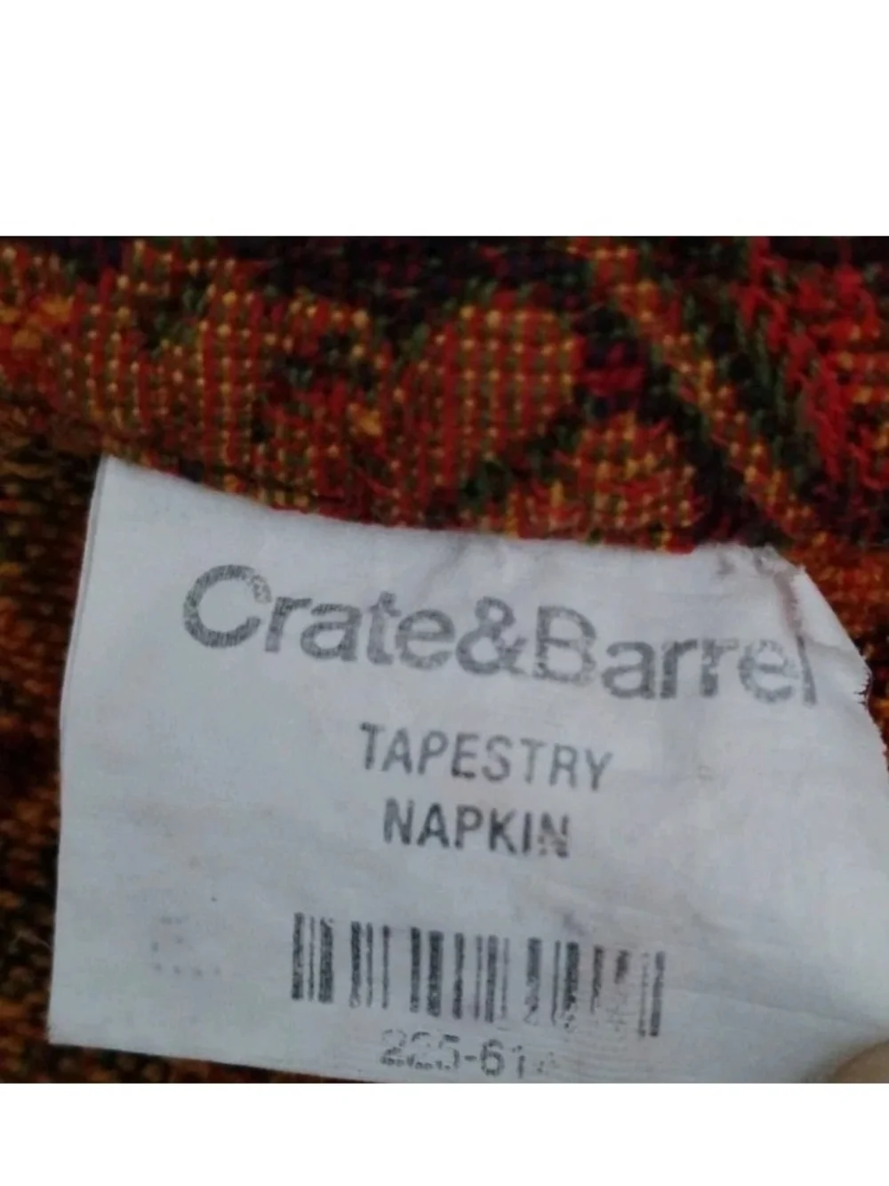 Crate & Barrel Cotton Tapestry Napkins 8pc Set Orange Red Floral Fall Holiday